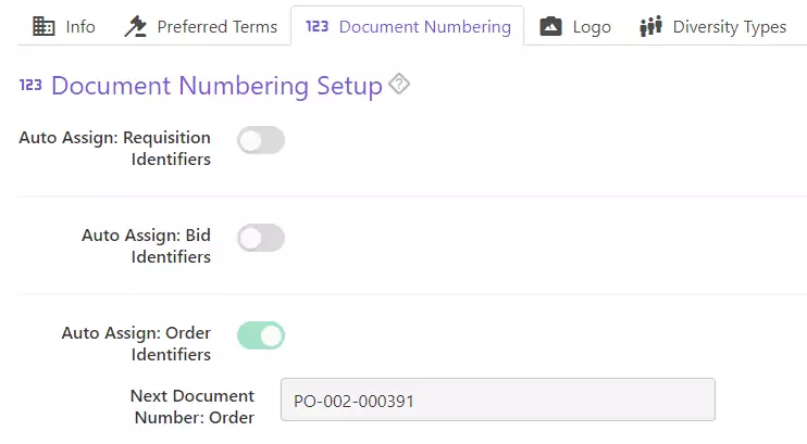 Flexible Document Numbering for Bid Management & Purchase Order Management | Current SCM
