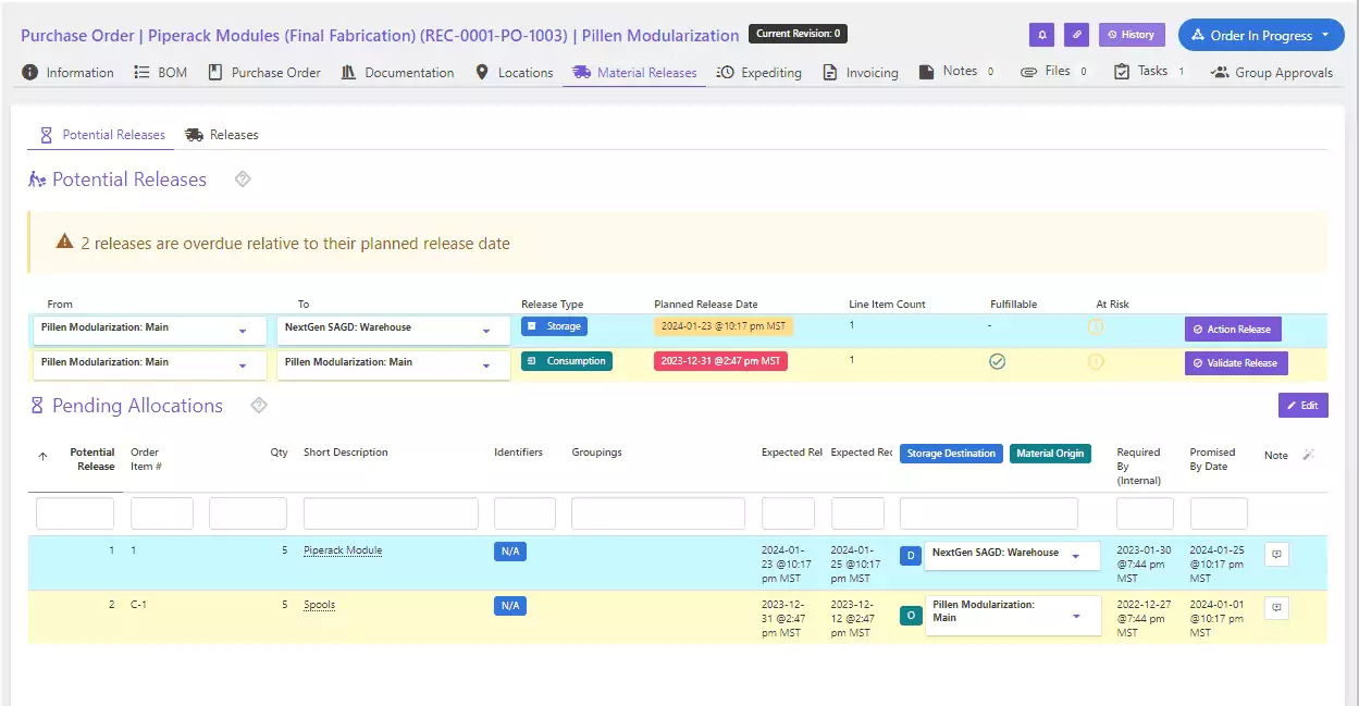 Materials Management software: material release planning | Current SCM