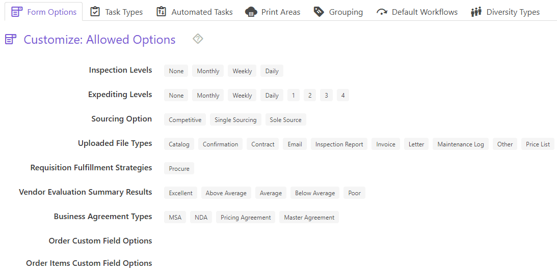 Customizable Form Options | Current SCM